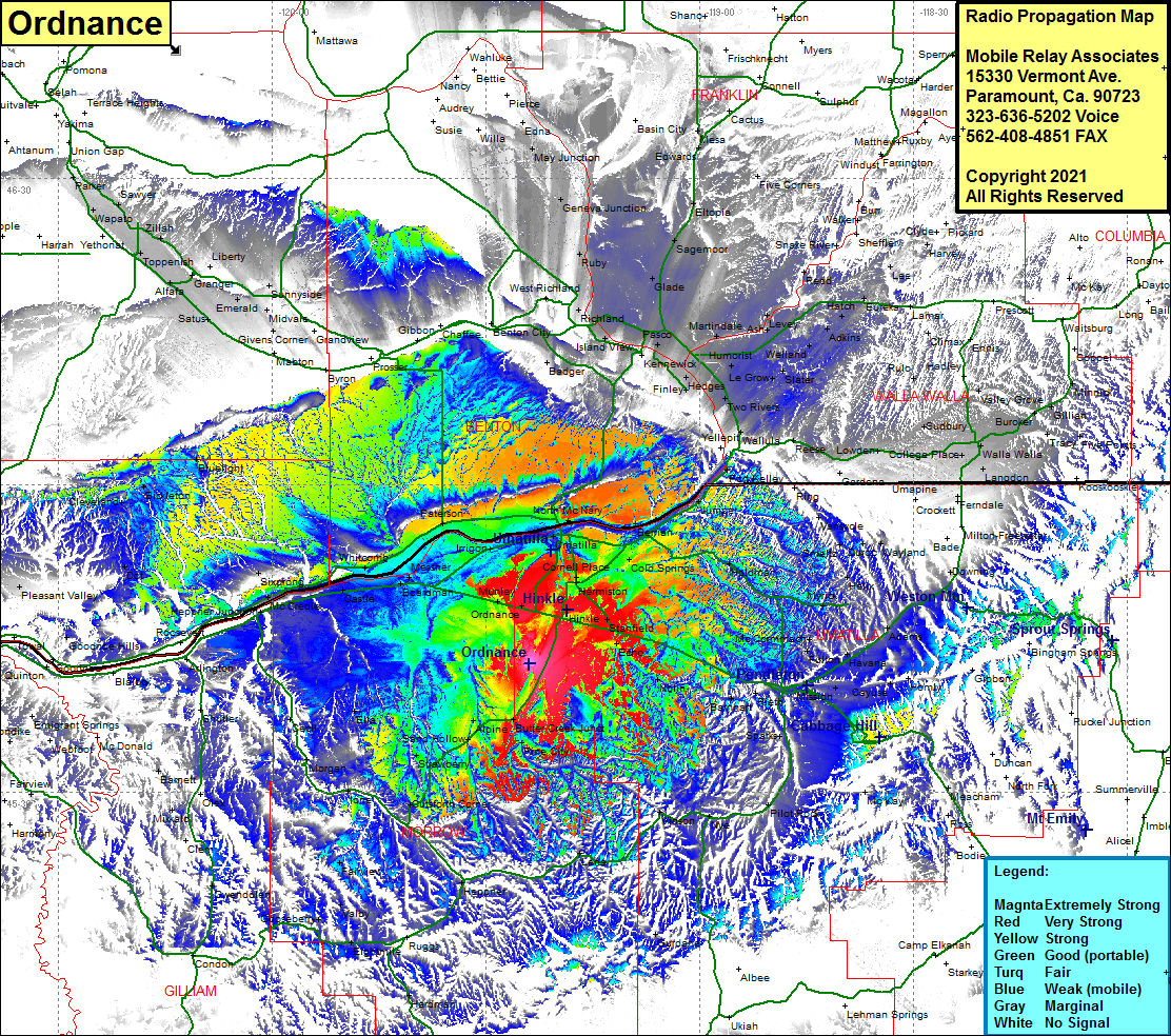 heat map radio coverage Ordnance